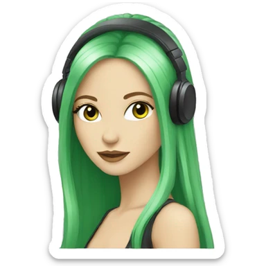 long green hair ukranian white skin female dj sticker