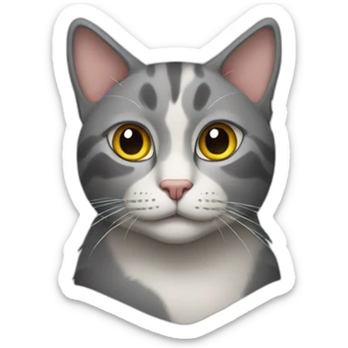 Two cats. One is gray  second is threecolored sticker