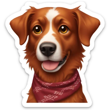 red aussie dog wearing maroon and orange bandana sticker