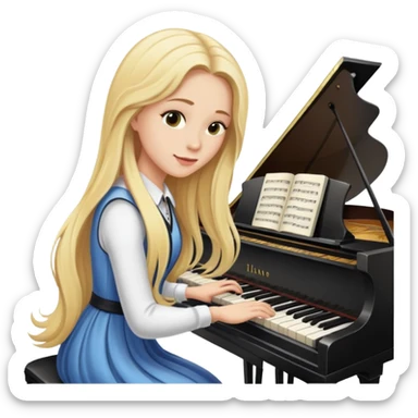 woman with long blonde hair playing the piano sticker