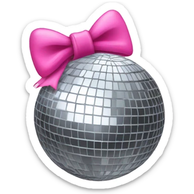 Disco ball with pink bow sticker