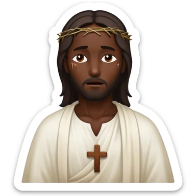 Dark skin christ Jesus injuries eyes closed  sticker