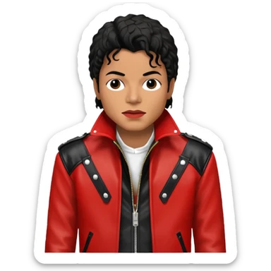 Michael Jackson with his Thriller jacket sticker