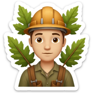 forest carpenter portrait, head and shoulders only, natural wooden accessories, leaf details, earthy tones, nature-crafted vibe, 3D cartoon, mobile game icon style, clean background, no text, no watermark
 sticker