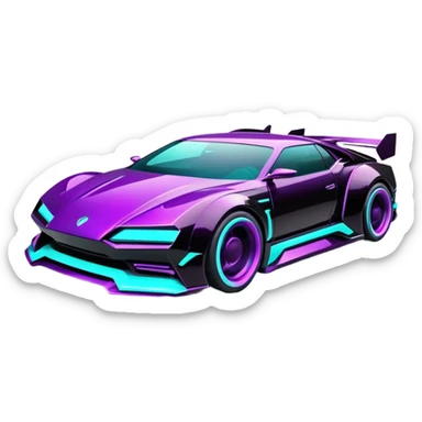futuristic black purple and cyan cyberpunk car sticker