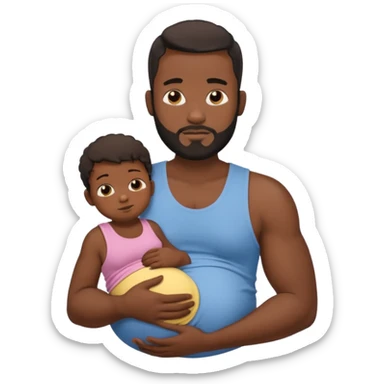 A pregnant burly black man breastfeeding his baby sticker