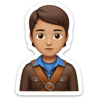 Person with straight face and belt in hand sticker