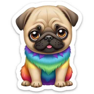 ultra cute pug rainbow sticker