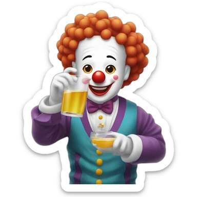 clown drinking korean soju sticker