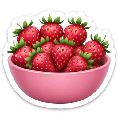 large fancy pastel pink bowl of strawberries sticker