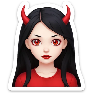 long hair devil girl with shirt sticker