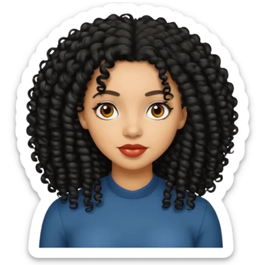 Uma mulher negra da pele clara com cabelo enrolado grande preto  sticker