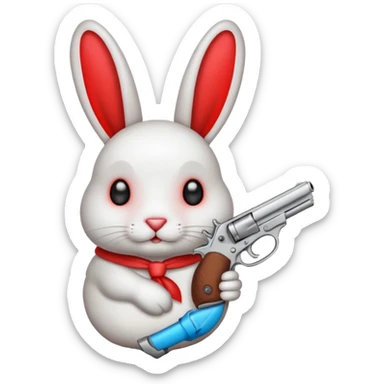 Crea un emoji de un conejo enojado con una arma sticker