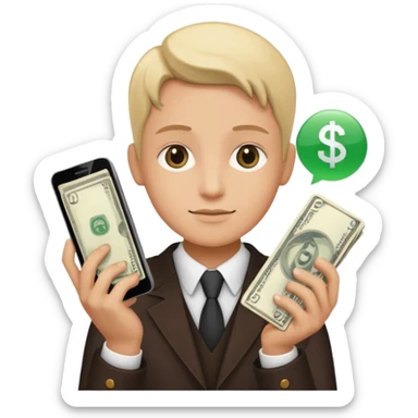 Earn money show by human with mobile.show cash flow symbol sticker