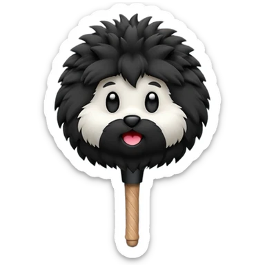 boom fluffy microphone with stick sticker