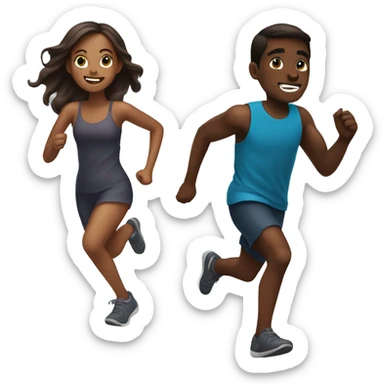 Brown skin Girl running after  dark skin boy sticker
