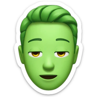 a green boy face eyes closed and wierd mouth expression  sticker