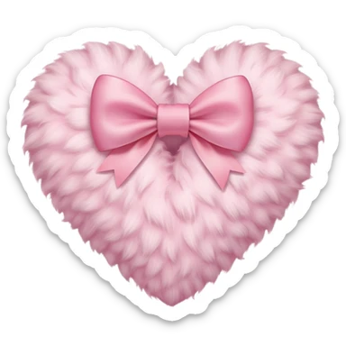cute pastel pink fluffy heart with bow sticker