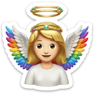 Rainbow Poop emoji angel with wings sticker
