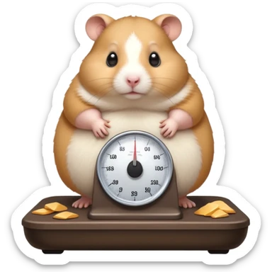 fat hamster big belly stepping on a broken scale looking guilty sticker