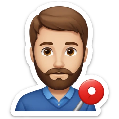 Brown haired man with brown beard missing a blonde haired woman sticker