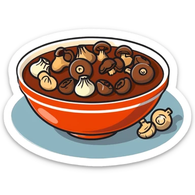 boeuf bourguignon in a serving bowl with mushrooms and pearl onions sticker