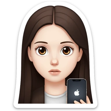 girl with long darke brown hair brown eyes and pale skin listening to Kanye west sticker