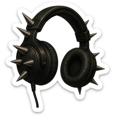 Remove the background and keep only the goth headphones in a realistic anime style with no background. sticker