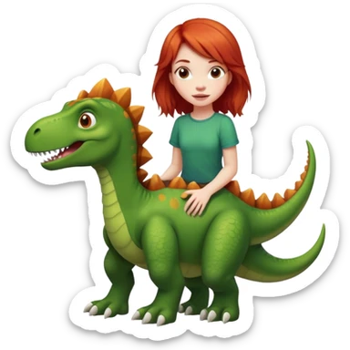 red-haired girl with a dinosaur tail and paws sticker