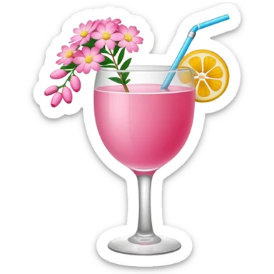 Pink Mimosa drink with flower  sticker