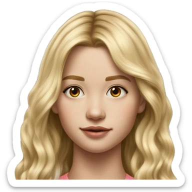 Riley Guava long blonde hair teenager, hyperreal photoreal portrait sticker