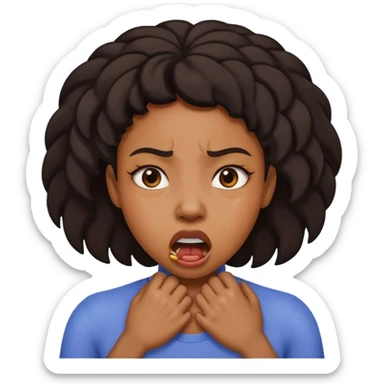 a black female strangling herself sticker