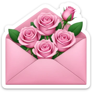 Envelope filled with pink roses  sticker