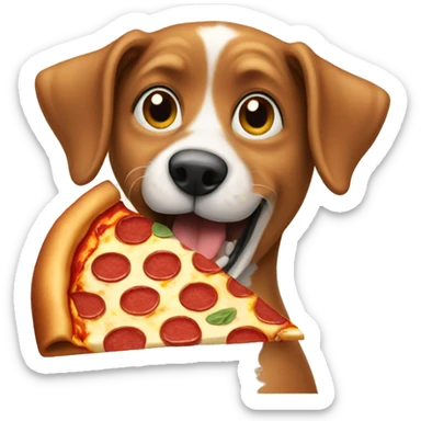 dog eating pizza sticker
