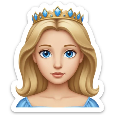 A princess with dirty blonde hair & blue eyes sticker