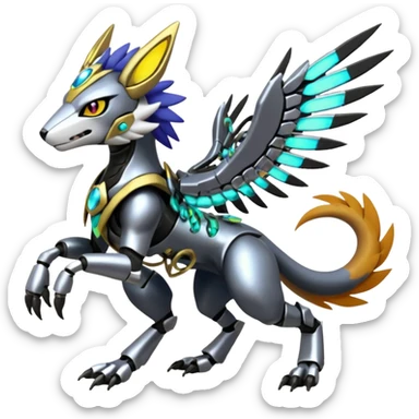 Meloetta-Wargreymon-Sergal-Trico-Protogen-Pokémon-Digimon-Fakémon-fusion-hybrid-creature sticker