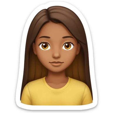  a brown skin girl with brown straight long hair with brown eyes with a light yellow shirt sticker