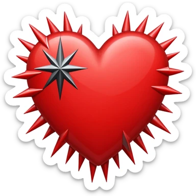 heart with black and silver starburst sticker