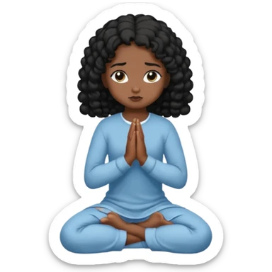 girl praying on knees curls black sticker