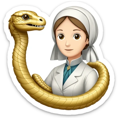 símbolo da enfermagem, incluindo a lâmpada de Florence Nightingale, o bastão (cajado de Asclépio) e a cobra enrolada sticker