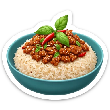thai small chilli minced pork and basil leaves rice sticker
