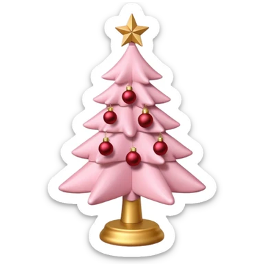 pastel pink christmas tree with red ornaments and star on top sticker