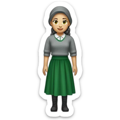 cocasian amish girl wearing a grey skirt and a green sweater  sticker