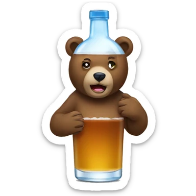 Bear drink vodka sticker