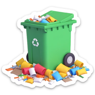 trash on the floor, 3D emoji style sticker