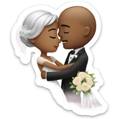 romantic wedding couple embrace sticker