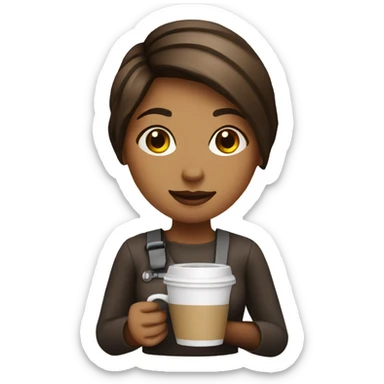 girl barista with coffee sticker