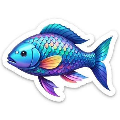 the flat side view of a generic fictional/imaginary fish sticker
