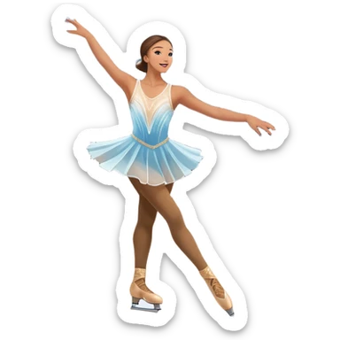 An icon featuring a graceful figure skater in an elegant pose, gliding across the ice at Madison Square Garden. Spotlights shine down, illuminating the sparkling ice and a cheering audience. The background showcases the grand arena's architecture. Transparent background. sticker