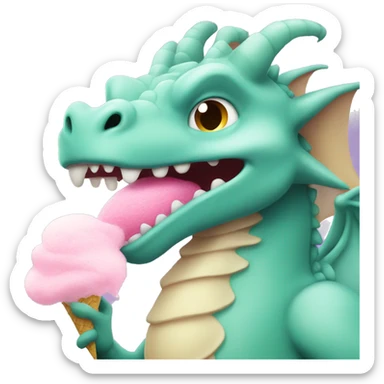 Dragon eats cotton candy sticker